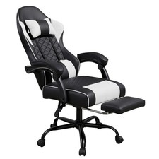 Gaming Chair with PU Leather Electric Massage Lumbar Support with Footrest