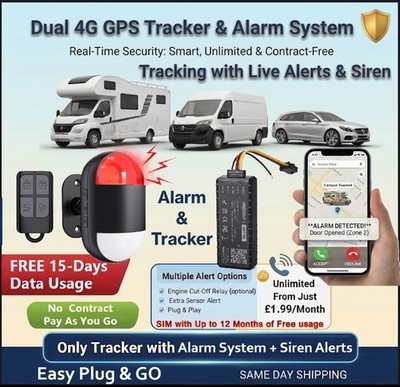 4G GPS Tracker + Motion-Entry Funk Alarmanlage + Live Tracking - Camper - Wohnmobil