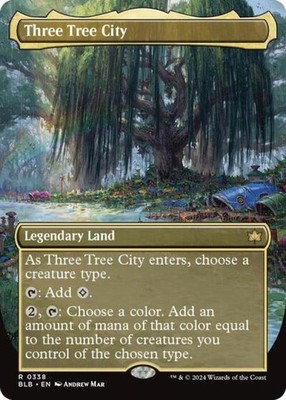 Three Tree City (Borderless) (0338) -Foil Near Mint MTG Bloomburrow