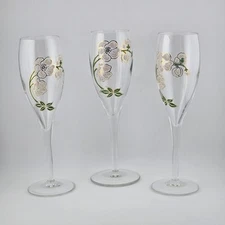 Perrier-Jouët Belle Epoque Hand-Painted Champagne Flute Set of 3 - Floral Design
