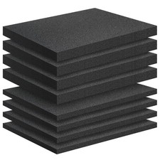 8 Pack Polyethylene Foam Pads for Packing 16in 12in 1in 0.4in, Black