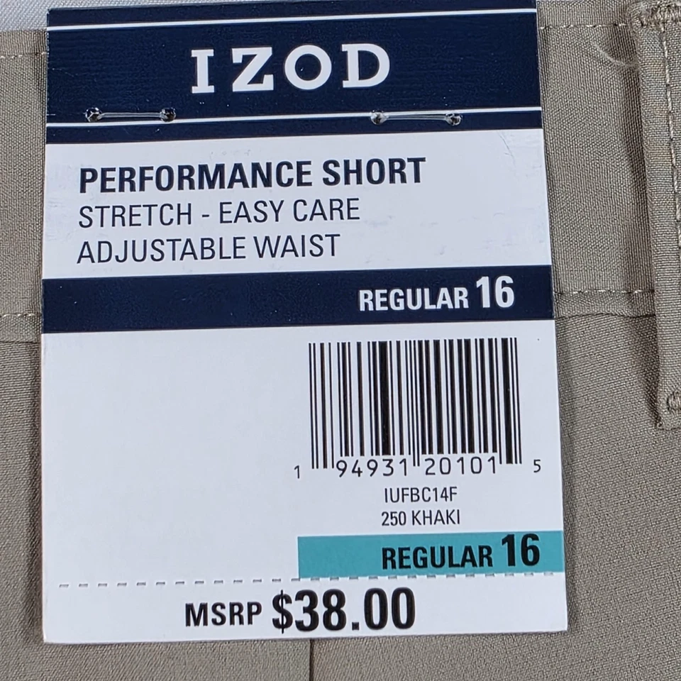 Pantalones Cortos Izod Performance Niños Talla 16 Caqui Cintura Ajustable Fácil Cuidado Elastizados Foto 3 de 4