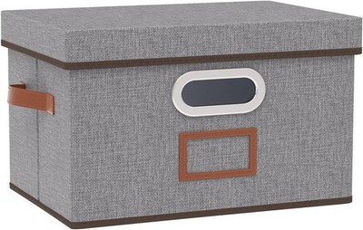 Aufbewahrungsbox, Stoffbox, Faltbar, mit Deckel, Ordner, Kiste, Grau