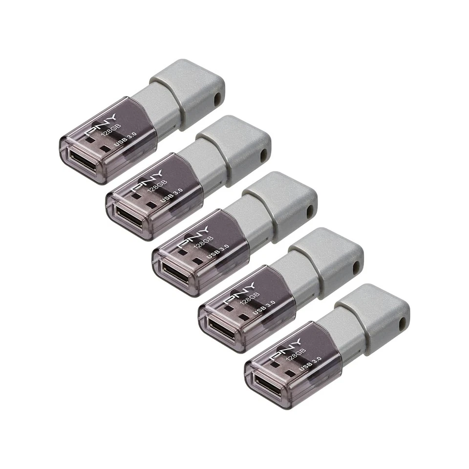 PNY 128GB Turbo Attaché 3 USB 3.0 Flash Drive 5-Pack – Grey, P-FD128X - Image 2 of 4