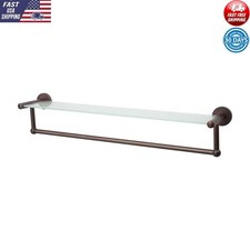 Glass Shelf Towel Bar Bathroom Storage Organizer Wall Mount Sleek 22.25x4.75x4.5