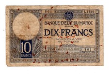Banque ETAT de Maroc MOROCCO Billet 10 FRANCS 20/5/1931 P17a RARE