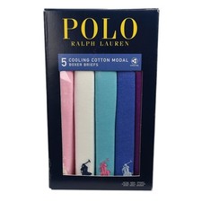 POLO RALPH LAUREN 5 Pack Pastel Cooling Cotton Modal Boxer Briefs MEDIUM NWT