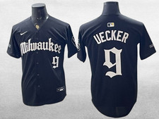 Men's Milwaukee Brewers 9 Bob Uecker Cool Base Black Jersey All Stitched