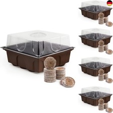 5X Anzuchtkasten Set mit 60 Kokos Quelltabletten - Mini Gewächshaus Indoor zur 