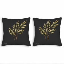 Set of 2 Decorative Throw Pillow Covers 18x18in - Stylish Green Yellow Leaf