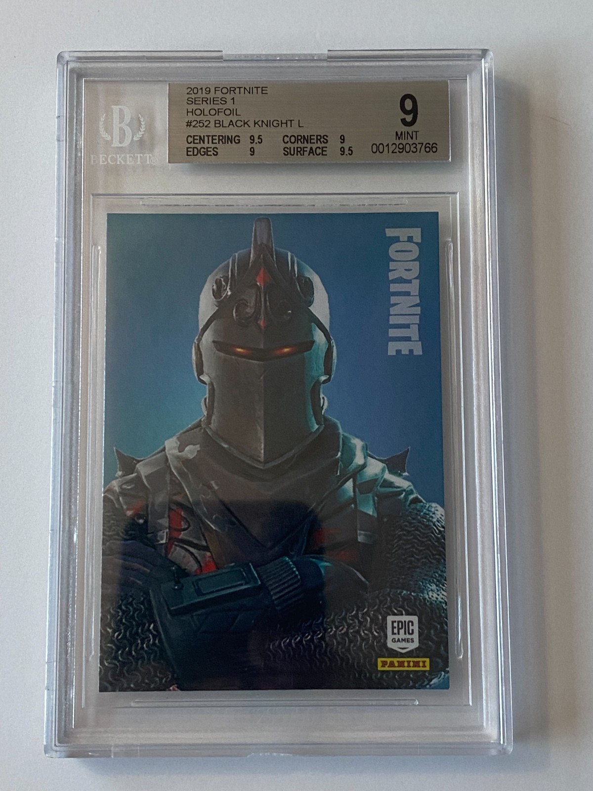 Black Knight #252 2019 Panini Fortnite trading card — raw and PSA graded price guide