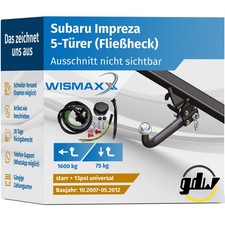 ANHÄNGERKUPPLUNG für Subaru Impreza 07-12 starr GDW +13polig E-Satz ABE