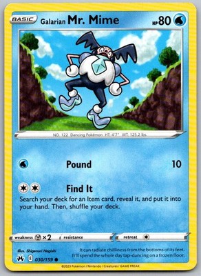 Galarian Mr. Mime 030/159 Common Crown Zenith Pokemon Near Mint