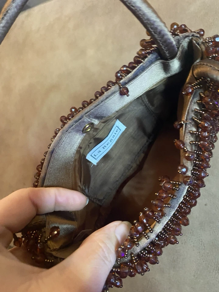 La Regale бронзовый бисером вечерняя сумка - винтажный Y2K бисероплетение сумочка - Изображение 2 из 4