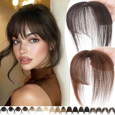 Clip In Bangs Real Human Hair Piece Wispy Bangs Fringe Air Thin/Thick Bangs