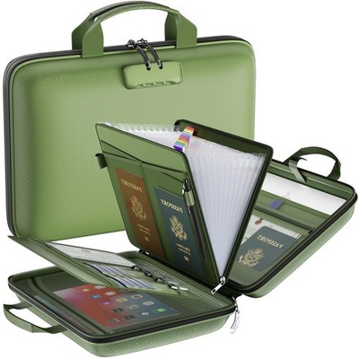 Fireproof File Organizer with Lock Hard-Shell Case 13 Pockets Accordion Document
