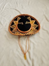 VINTAGE Pigalle Black  Gold Mexican Mariachi Sombrero 7 X Made In Mexico