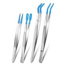 Professional 4-Piece Rubber Tipped Tweezers Set, PVC Coated, Variety of7911