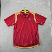VINTAGE San Francisco 49ers Men Polo L Red VF Imagewear Colorblock Logo READ