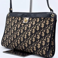 Dior Trotter Shoulder Bag Canvas Black Authentic G12111530