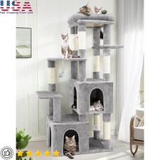 Large Cat Tree W/ Top Perch Cat Condos Scratching Posts Toys Indoor Cats New
