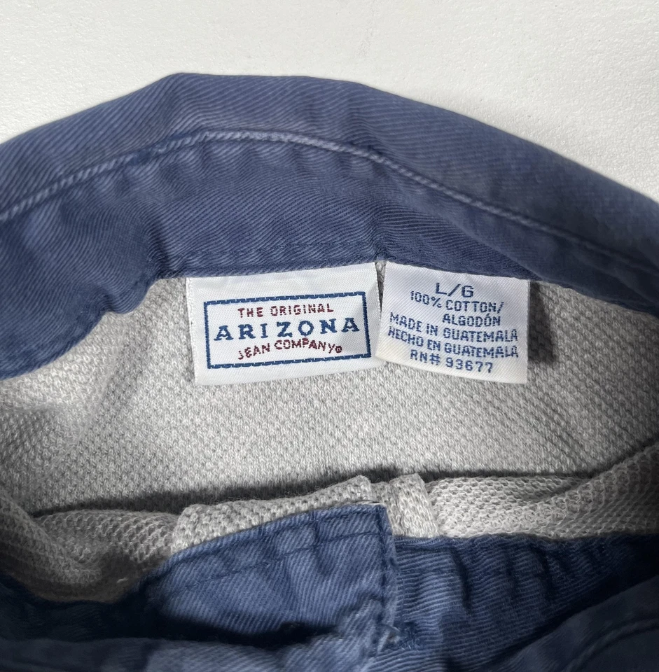 Arizona Jean Company Polo Shirt Mens Large Gray Striped Rugby Long Sleeve Cotton - Image 3 of 4