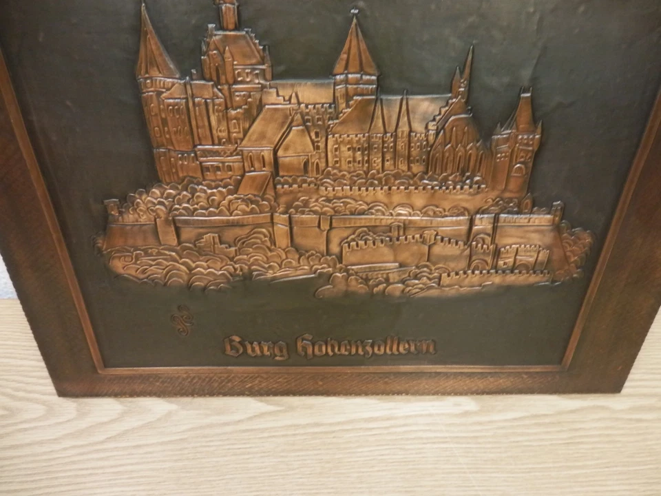 60er 70er Wandbild Kupfer Burg Hohenzollern 35x45 cm 60s 70s Vintage - Bild 2 von 3