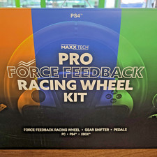 Maxx Tech Pro Force Feedback Racing Wheel Kit Compatible with PC, Xbox, PS4