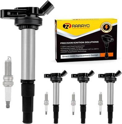 Set of 4 Ignition Coil Pack & Double Iridium Spark Plugs for Toyota Corolla 2...