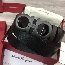 New Salvatore Ferragamo Men's Gancini Black/Brown Reversible Belt
