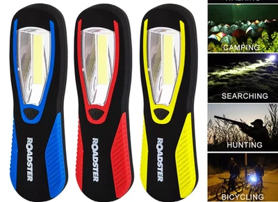 ROADSTER 3Pc COB LED Work Lights Inspection Torch Magnetic Home Garage Hook DIY Fix Car