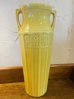 Red Wing Yellow Crackle Ink Stamp Vase #186 12 inches. Excellent Condition.
