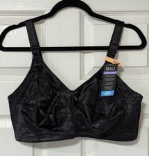 Bali Classic Support Cool Comfort Bra, size 42DD in Black NWT