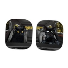 Funny Cat Windshield Sunshade 2 Piece Universal Front Window Black Cat Couple