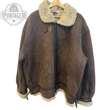 Vintage B-3 Aviator Bomber Jacket Brown Sheepskin Shearling Leather Flight Vintage B-3 Aviator Bomber Jacket Brown Sheepskin Shearling Leather Flight - Image 1