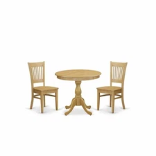 AMVA3-OAK-W 3 Piece Dining Room Table Set - 1 Wood Dining Table and 2 Oak...