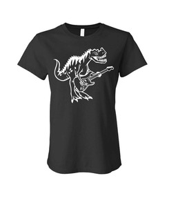 cotton ladies guitarist dinosaur shirt