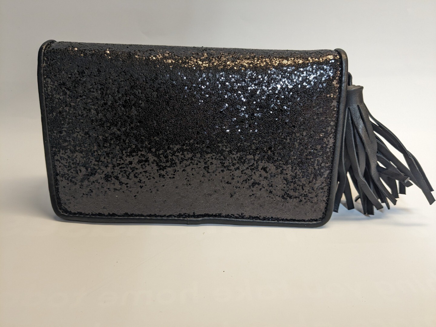 Ladies BNWOT ZARA black sparkly clutch bag with shoulder strap CG K11