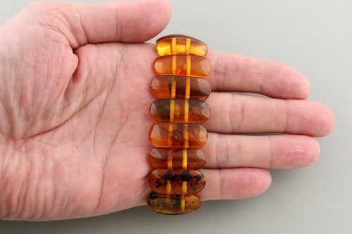 FOSSIL INSECTS Genuine BALTIC AMBER Large Stretch UNISEX Bracelet 25.9g 250520-1 - 第 12/14 張圖片