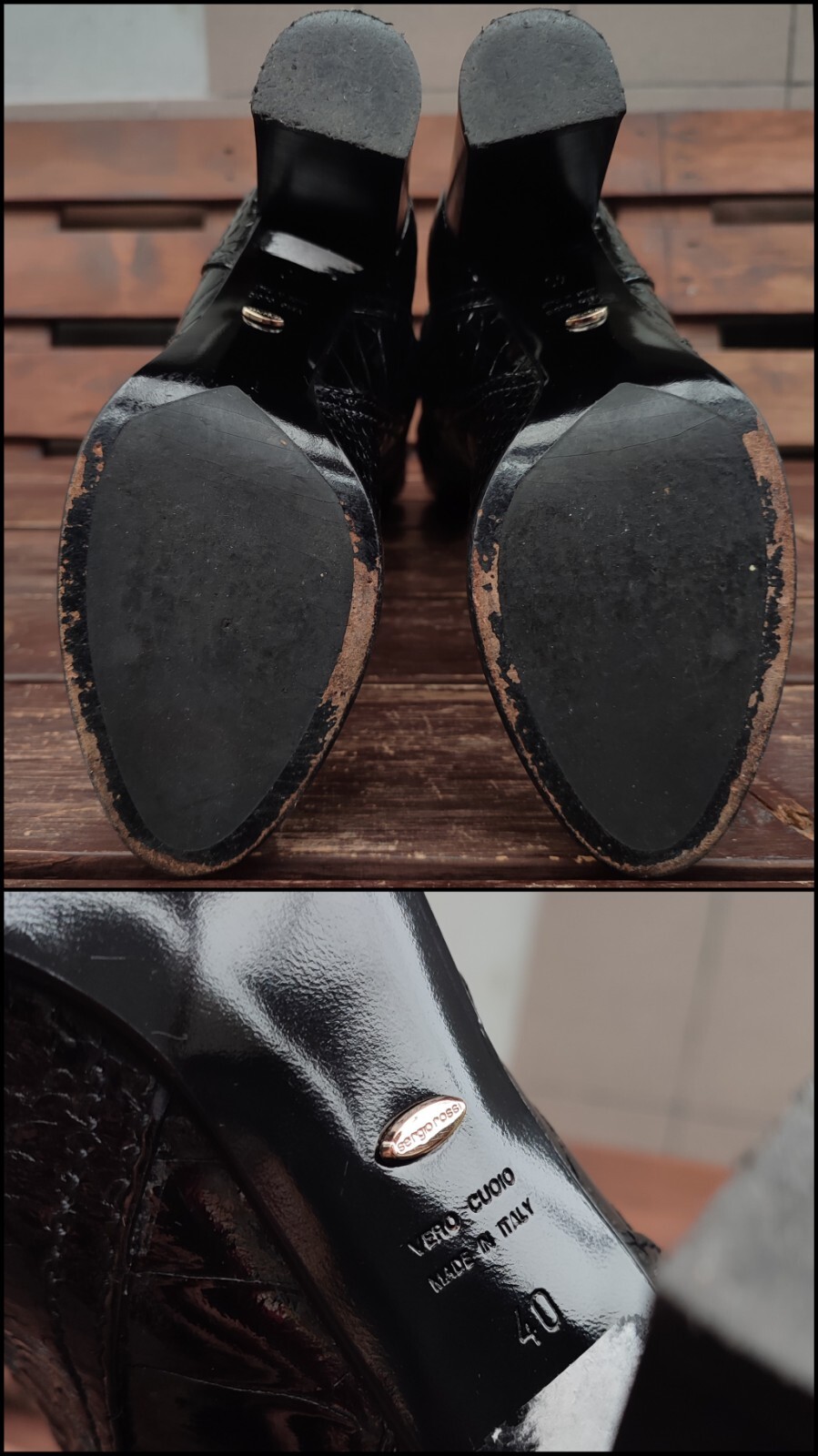 3500$ Sergio Rossi Black Knee High Python Patent … - image 22