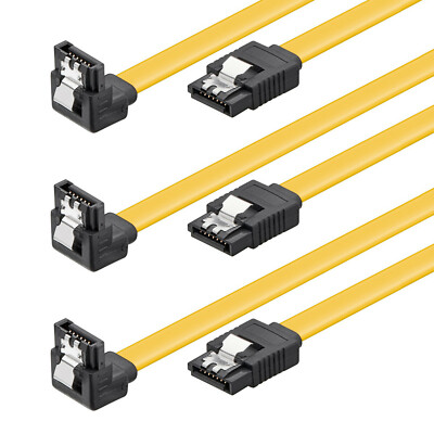 3x SATA 6 Gb/s Kabel 20 cm gewinkelt Sicherheitslasche s-ATA SATA SSD CAK 0,2m