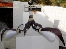 Chandelier IN Coconut Black And Rice Paper White A Three Lights CMS 110x50 Bambu