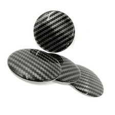 4pcs Black Carbon Fiber Pattern Sticker Car Wheel Center Hub Caps Epoxy Decal