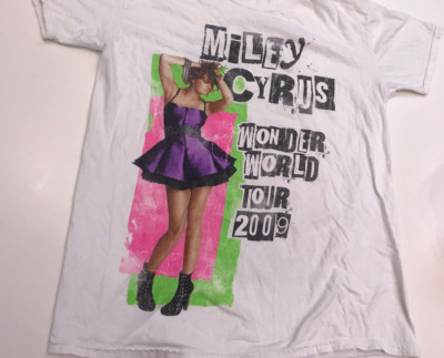 Miley Cyrus Wonder World Tour Heavy Cotton White All Size Unisex Shirt BT291