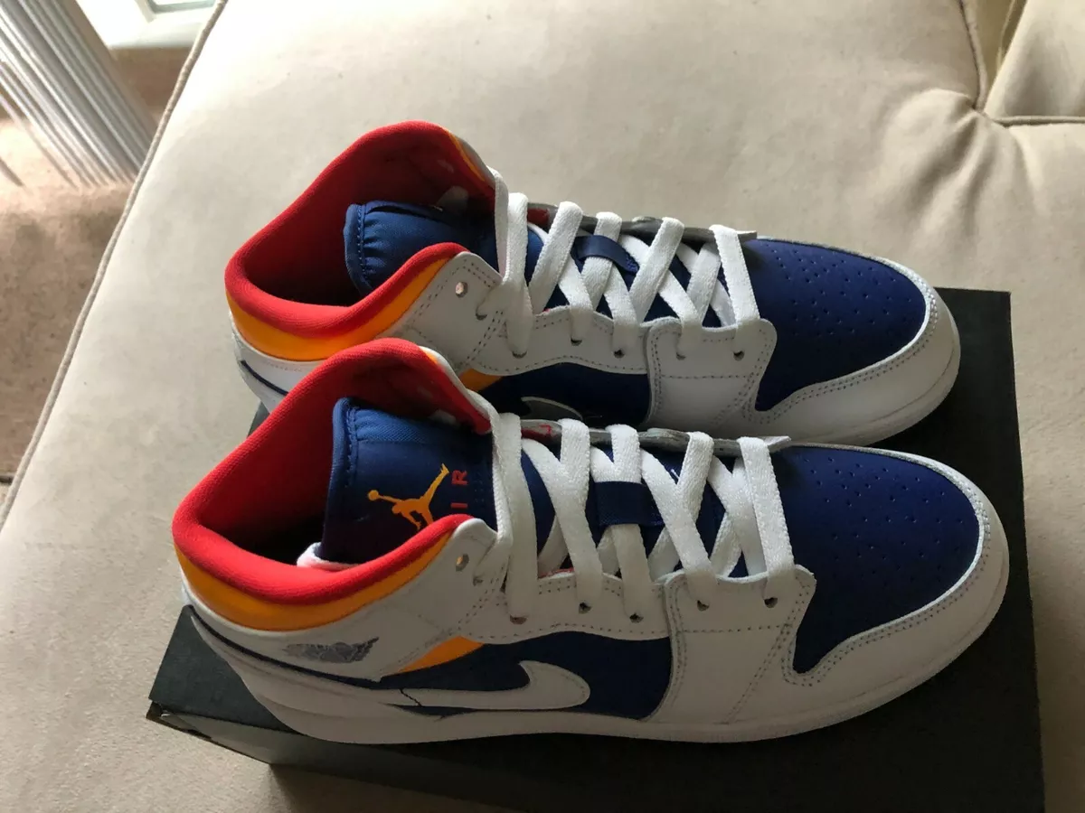 Jordan 1 mid white laser sales orange deep royal blue