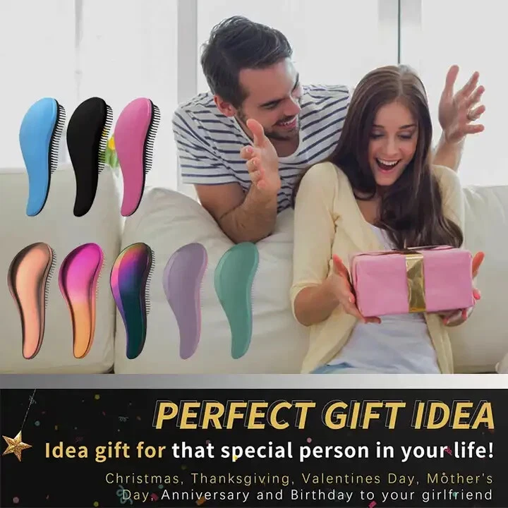 Cepillo desenredante curvo antiestático cepillo para el cabello, moda de salón, Peine curva. Foto 4 de 4