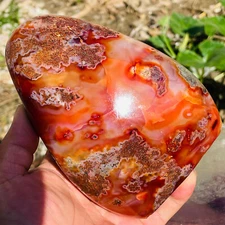 1390g Natural Red Agate Quartz Crystal Free Form Mineral Display Healing