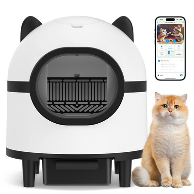Cleaning Cat Litter Box 78L Automatic Cat Litter Box with Mat APP Control