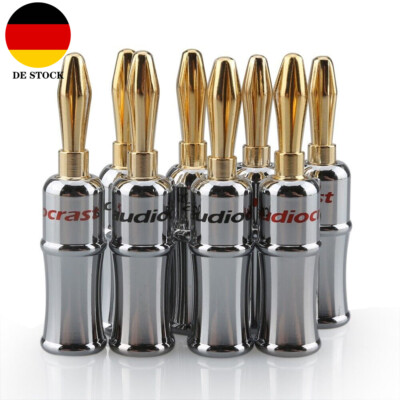 8x High-End 24K Vergoldet Bananenstecker Amp Audiokabel Adapter Anschluss 6mm²