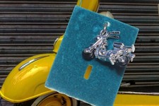 Vintage 3D Moped Vespa Motorcycle Charm Sterling Silver Scooter 925